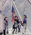 N.Y. Firemen Raising American Flag at The World Trade Center